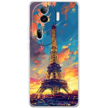 Силиконовый Чехол с Картинкой для OPPO Reno 11 Pro 5G Принт (Париж, Эйфелева Башня) (55883-ysm038)