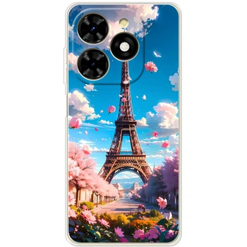 Силиконовый Чехол с Картинкой для Tecno Spark 20C Принт (Париж, Эйфелева Башня) (55354-ysm035)