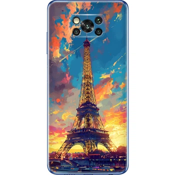 Силиконовый Чехол с Картинкой для Xiaomi Poco X3 Принт (Париж, Эйфелева Башня) (41288-ysm038)