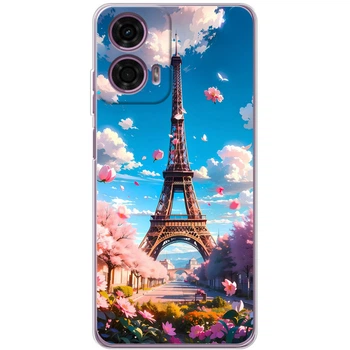 Силиконовый Чехол с Картинкой для Motorola G24 Power Принт (Париж, Эйфелева Башня) (55776-ysm035)