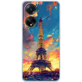 Силиконовый Чехол с Картинкой для OPPO A98 5G Принт (Париж, Эйфелева Башня) (48063-ysm038)