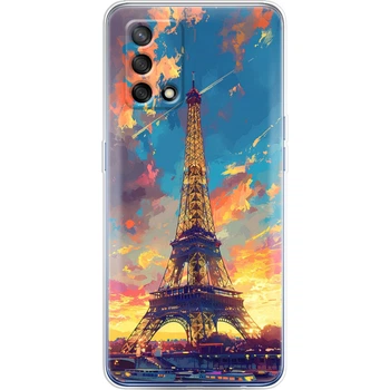 Силиконовый Чехол с Картинкой для OPPO A74 4G Принт (Париж, Эйфелева Башня) (42792-ysm038)
