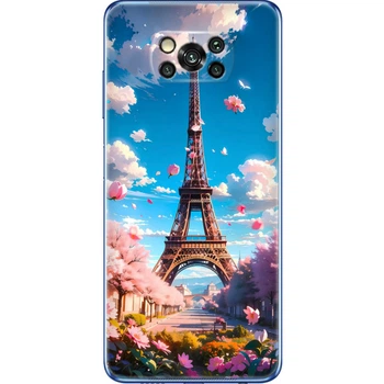Силиконовый Чехол с Картинкой для Xiaomi Poco X3 Принт (Париж, Эйфелева Башня) (41288-ysm035)