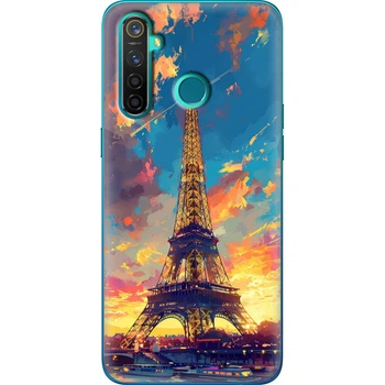 Силиконовый Чехол с Картинкой для Realme 5 Pro Принт (Париж, Эйфелева Башня) (39526-ysm038)