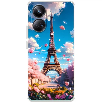Силиконовый Чехол с Картинкой для Realme 10 Pro Plus Принт (Париж, Эйфелева Башня) (46164-ysm035)