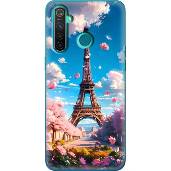 Силиконовый Чехол с Картинкой для Realme 5 Pro Принт (Париж, Эйфелева Башня) (39526-ysm035)