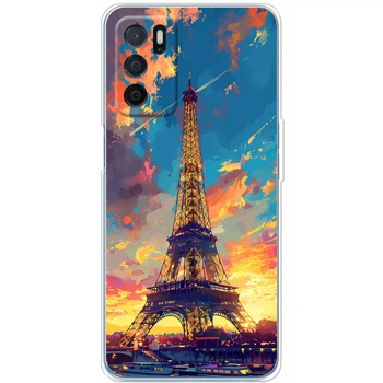 Силиконовый Чехол с Картинкой для OPPO A54S Принт (Париж, Эйфелева Башня) (45162-ysm038)
