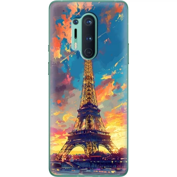 Силиконовый Чехол с Картинкой для OnePlus 8 Pro Принт (Париж, Эйфелева Башня) (39994-ysm038)