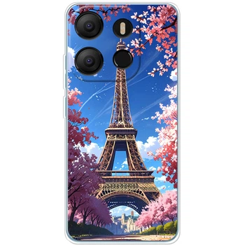 Силиконовый Чехол с Картинкой для Tecno Pop 7 Принт (Париж, Эйфелева Башня) (48064-ysm036)