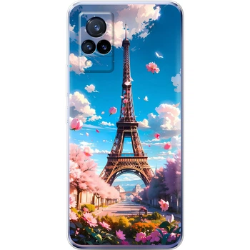 Силиконовый Чехол с Картинкой для Vivo V21 Принт (Париж, Эйфелева Башня) (43146-ysm035)
