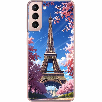Силиконовый Чехол с Картинкой для Samsung Galaxy S21 (G991) Принт (Париж, Эйфелева Башня) (41709-ysm036)