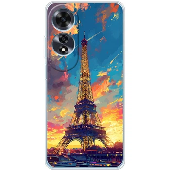 Силиконовый Чехол с Картинкой для OPPO A60 Принт (Париж, Эйфелева Башня) (57617-ysm038)