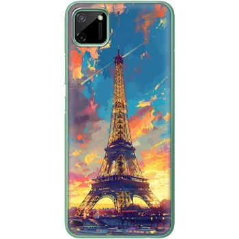 Силиконовый Чехол с Картинкой для Realme C11 Принт (Париж, Эйфелева Башня) (40974-ysm038)