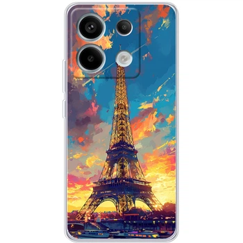 Силиконовый Чехол с Картинкой для Xiaomi Redmi Note 13 5G Принт (Париж, Эйфелева Башня) (53164-ysm038)