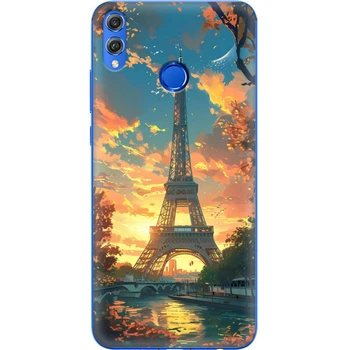 Силиконовый Чехол с Картинкой для Huawei Honor 8x Принт (Париж, Эйфелева Башня) (35419-ysm037)