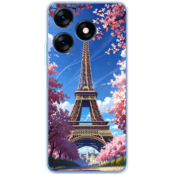 Силиконовый Чехол с Картинкой для Tecno Spark 10 Принт (Париж, Эйфелева Башня) (47582-ysm036)