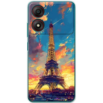 Силиконовый Чехол с Картинкой для ZTE Blade A34 Принт (Париж, Эйфелева Башня) (57971-ysm038)