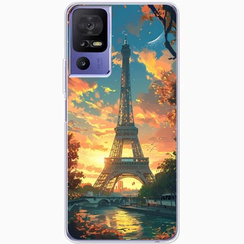 Силиконовый Чехол с Картинкой для TCL 40 SE Принт (Париж, Эйфелева Башня) (56083-ysm037)