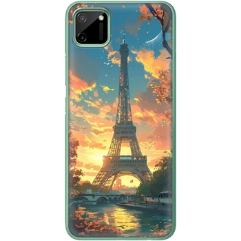 Силиконовый Чехол с Картинкой для Realme C11 Принт (Париж, Эйфелева Башня) (40974-ysm037)