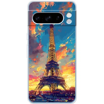 Силиконовый Чехол с Картинкой для Google Pixel 8 Pro Принт (Париж, Эйфелева Башня) (50548-ysm038)