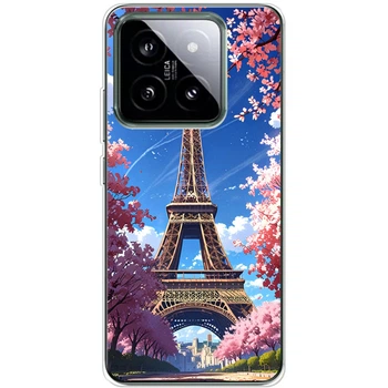 Силиконовый Чехол с Картинкой для Xiaomi 14 Pro Принт (Париж, Эйфелева Башня) (50957-ysm036)