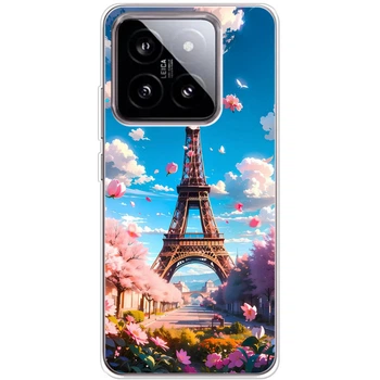 Силиконовый Чехол с Картинкой для Xiaomi 14 Принт (Париж, Эйфелева Башня) (50956-ysm035)