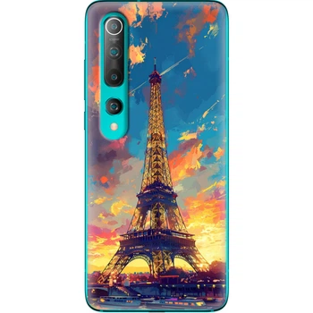 Силиконовый Чехол с Картинкой для Xiaomi Mi 10 Принт (Париж, Эйфелева Башня) (39436-ysm038)
