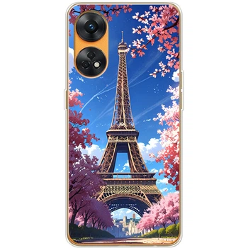 Силиконовый Чехол с Картинкой для OPPO Reno 8T 4G Принт (Париж, Эйфелева Башня) (46011-ysm036)