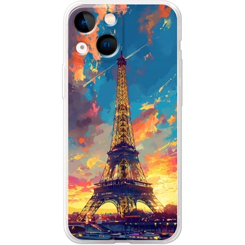 Силиконовый Чехол с Картинкой для iPhone 13 mini Принт (Париж, Эйфелева Башня) (43839-ysm038)