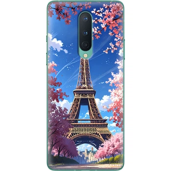 Силиконовый Чехол с Картинкой для OnePlus 8 Принт (Париж, Эйфелева Башня) (39989-ysm036)
