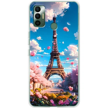Силиконовый Чехол с Картинкой для Tecno Spark 7 Принт (Париж, Эйфелева Башня) (43985-ysm035)