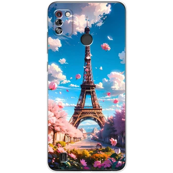 Силиконовый Чехол с Картинкой для Tecno Pop 4 Pro Принт (Париж, Эйфелева Башня) (44240-ysm035)