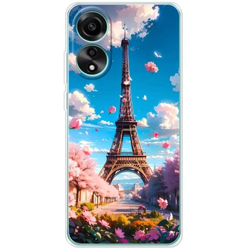 Силиконовый Чехол с Картинкой для OPPO A78 4G Принт (Париж, Эйфелева Башня) (49205-ysm035)