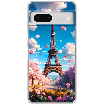 Силиконовый Чехол с Картинкой для Google Pixel 7A Принт (Париж, Эйфелева Башня) (46064-ysm035)