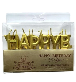 Свічки літери "Happy Birthday" золото