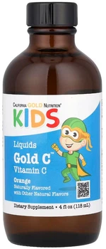 Вітамін C для дітей в формі рідини California Gold Nutrition 250 mg 118 мл зі смаком апельсина