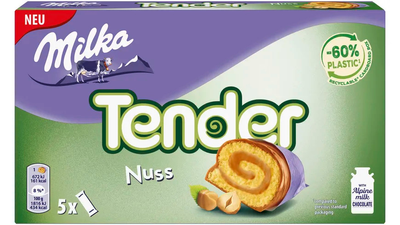 Бісквітний рулет Milka Tender Nuss 5шт з горіховою кремовою начинкою 185г