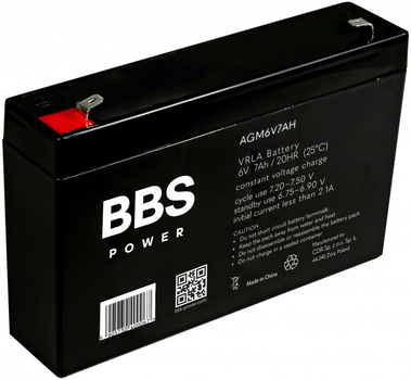 Акумулятор BBS Power AGM6V7AH AGM VRLA 6 V 7 Ah