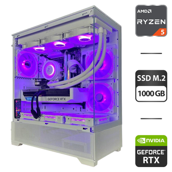 Сборка под заказ: игровой ПК GameMax Vista AW White Tower / AMD Ryzen 5 7500F (6 (12) ядер по 3.7 - 5.0 GHz) / 32 GB DDR5 / 1000 GB SSD M.2 / nVidia GeForce RTX 4070 Super, 12 GB GDDR6X, 192-bit / 750W