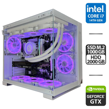 Сборка под заказ: игровой ПК PCCooler C3 T500 ARGB White Tower / Intel Core i7-14700KF (20 (28) ядер по 2.5 - 5.6 GHz) / 64 GB DDR5 / 1000 GB SSD M.2 + 2000 GB HDD / nVidia GeForce GTX 1080 Ti, 11 GB GDDR5X, 352-bit / 750W б/у
