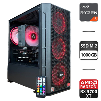 Сборка под заказ: компьютер 2E Gaming PC Case Calleo GB700 Tower / AMD Ryzen 5 7500F (6 (12) ядер по 3.7 - 5.0 GHz) / 16 GB DDR4 / 1000 GB SSD M.2 / AMD Radeon RX 5700 XT, 8 GB GDDR6, 256-bit / 650W б/у