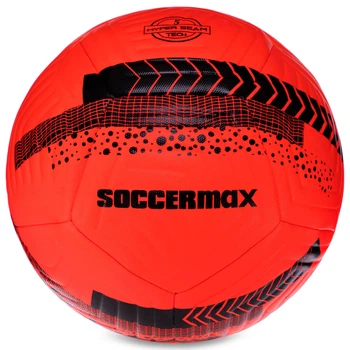 Мяч футбольный №5 PU ламинированная гибридная сшивка HYBRID SOCCERMAX FIFA (PU, Красно-черный) (FB-3113_Красно-черный)