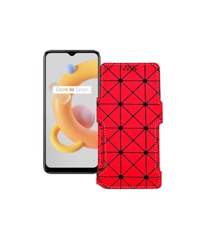 Чохол-книжка з екошкіри для телефону Realme C11 2021 Червоний ромб
