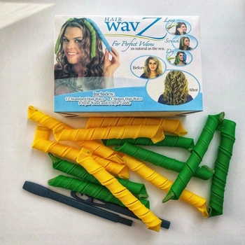 Бигуди спиральные Hair WavZ, желто-зеленые