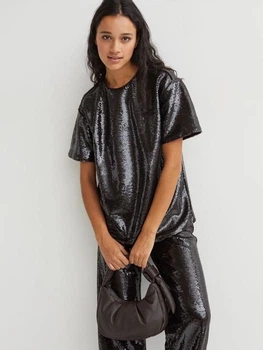 Блузка женская H&M 061012746 XS Темно-коричневая (KOZ6666000335302)
