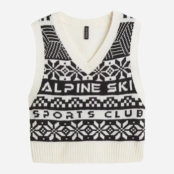 Жилет жіночий H&M 061021921 S Кремовий/Чорний/Alpine (KOZ6666000335265)