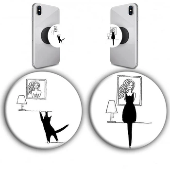 Держатели для телефона парные PopSockets Кот Черные