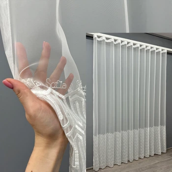 Тюль VR-Textil 1505т Фатин з вишивкою Молочний 300х270 см (40-224)