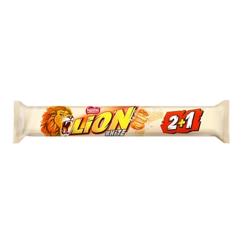 Батончик Lion White с мягкой карамелью покрытые хлопьями и белой глазурью 90 г (8445291408913)