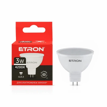 Светодиодная LED лампа ETRON 3W MR16 4200K 220V GU5.3 дневной свет